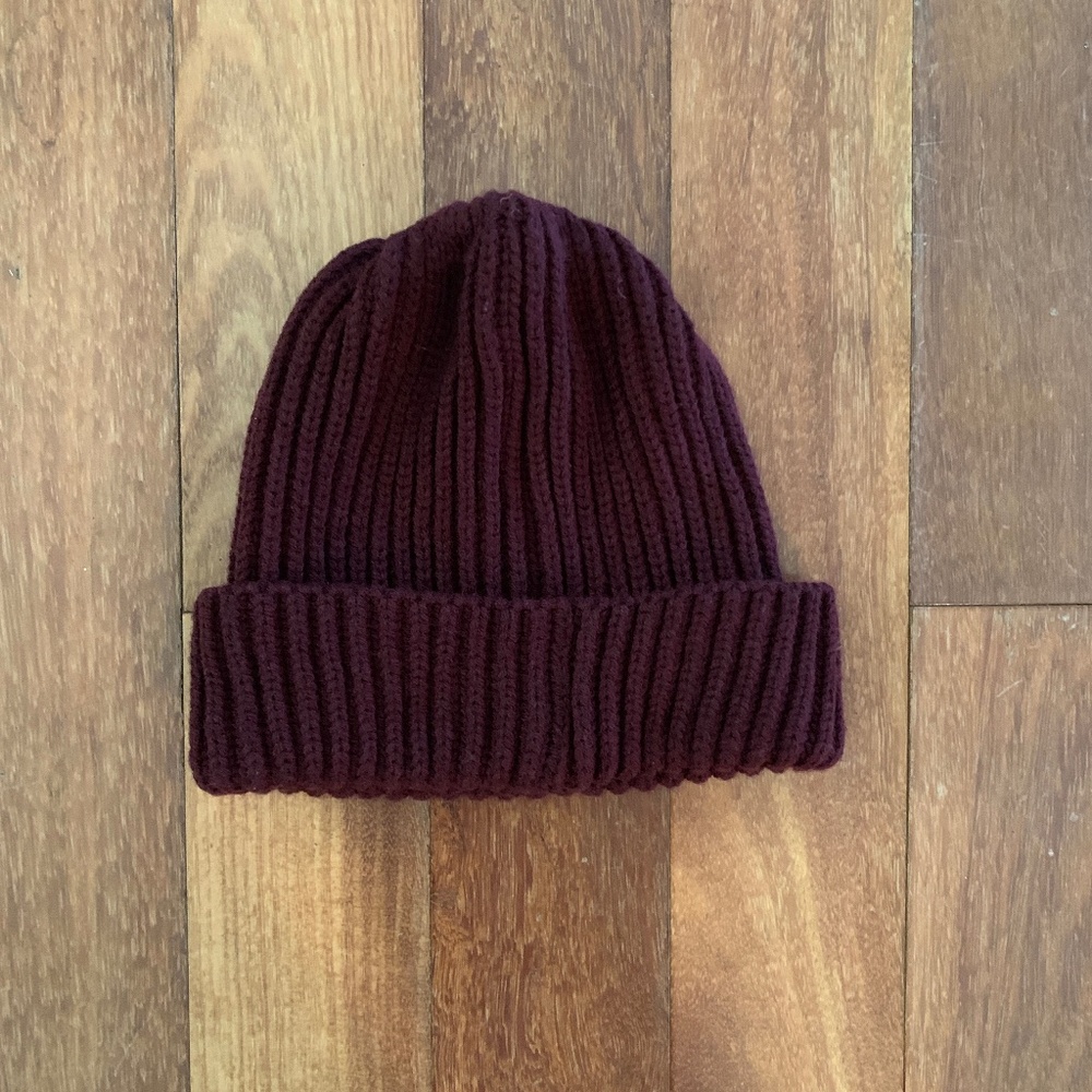 Burgundy Maroon Cable Knit Warm Winter Beanie Hat One Size